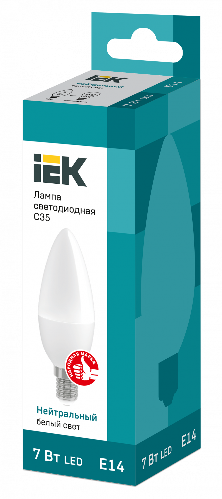 Лампа светодиодная C35 свеча 7Вт 230В 4000К E14 IEK LLE-C35-7-230-40-E14